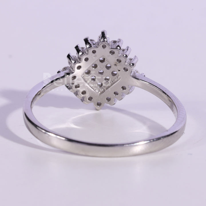 Round Cut Cluster Diamond Moissanite Engagement Ring