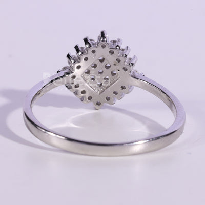 Round Cut Cluster Diamond Moissanite Engagement Ring