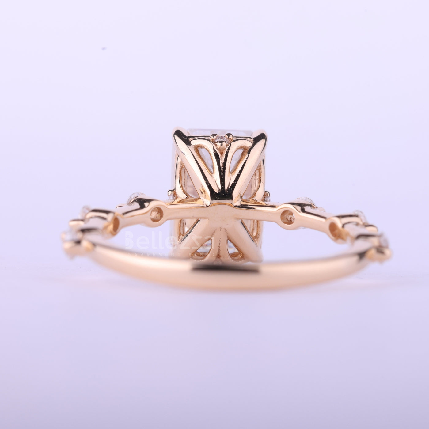 1.0CT Emerald Cut Petite Pave Setting Moissanite Engagement Ring