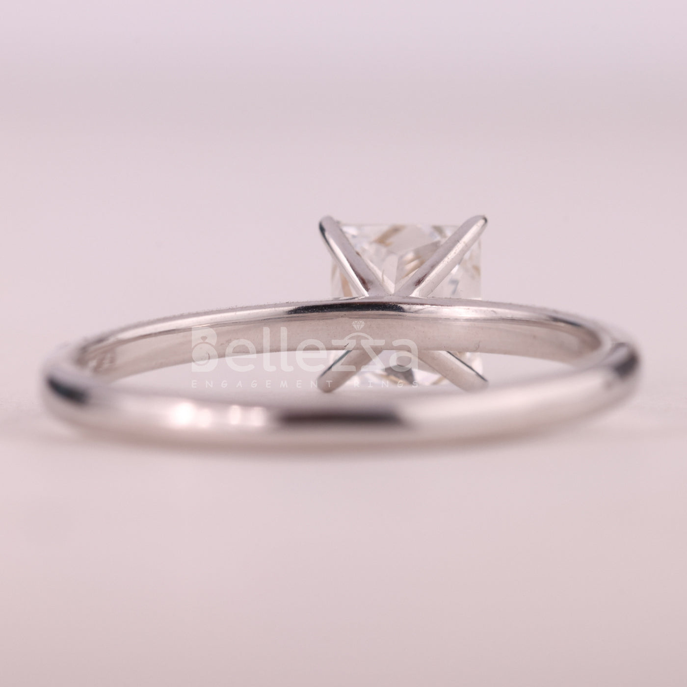 1.0CT Princess Cut Solitaire Moissanite Engagement Ring