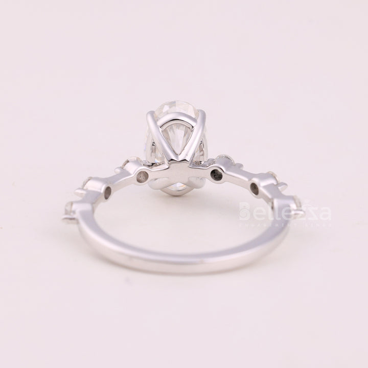 1.50CT Oval Cut Petite Pave Setting Engagement Ring