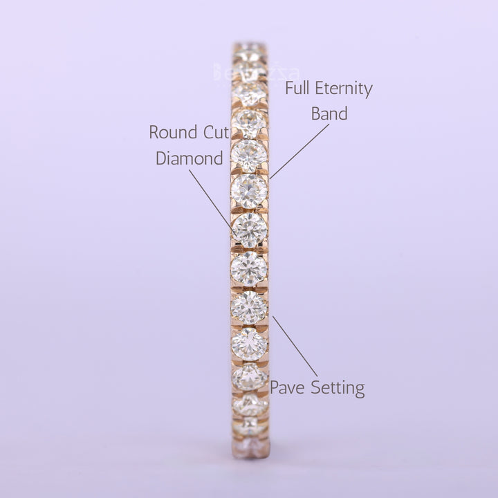 Round Cut Full Eternity Moissanite Wedding Band For Her
