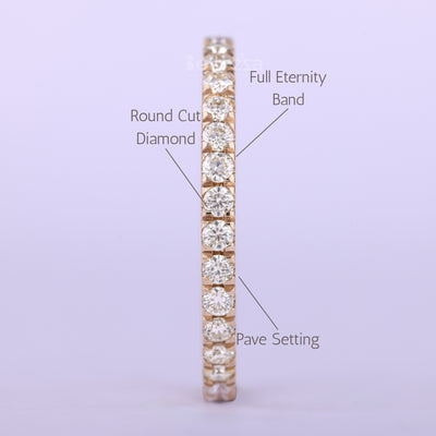 Round Cut Full Eternity Moissanite Wedding Band For Her