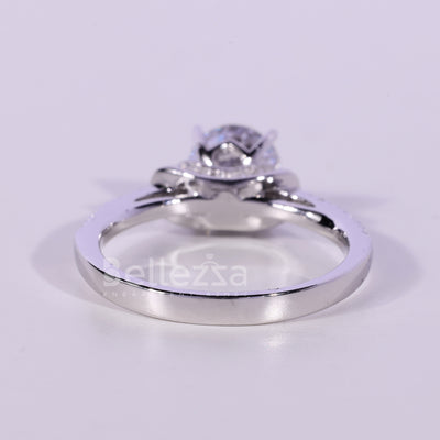0.75CT Round Cut Diamond Pave Setting Moissanite Engagement Ring