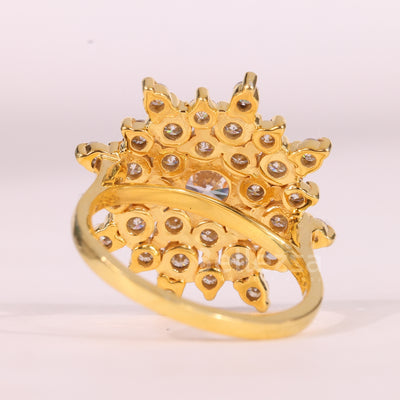 Round Cut Floral Cluster Setting Diamond Moissanite Engagement Ring