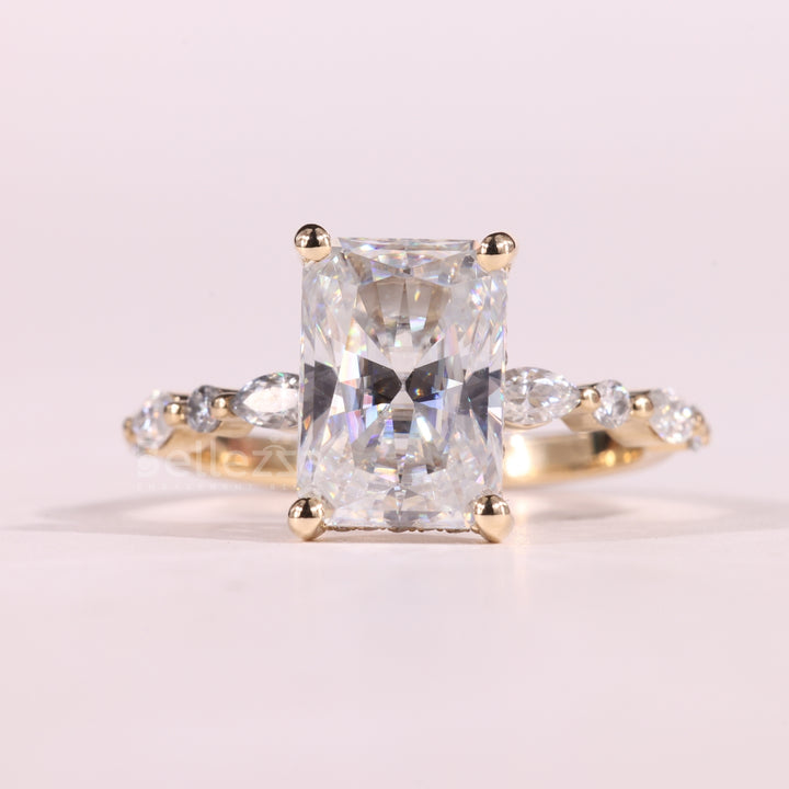 1.50CT Radiant Cut Pave Setting Moissanite Engagement Ring