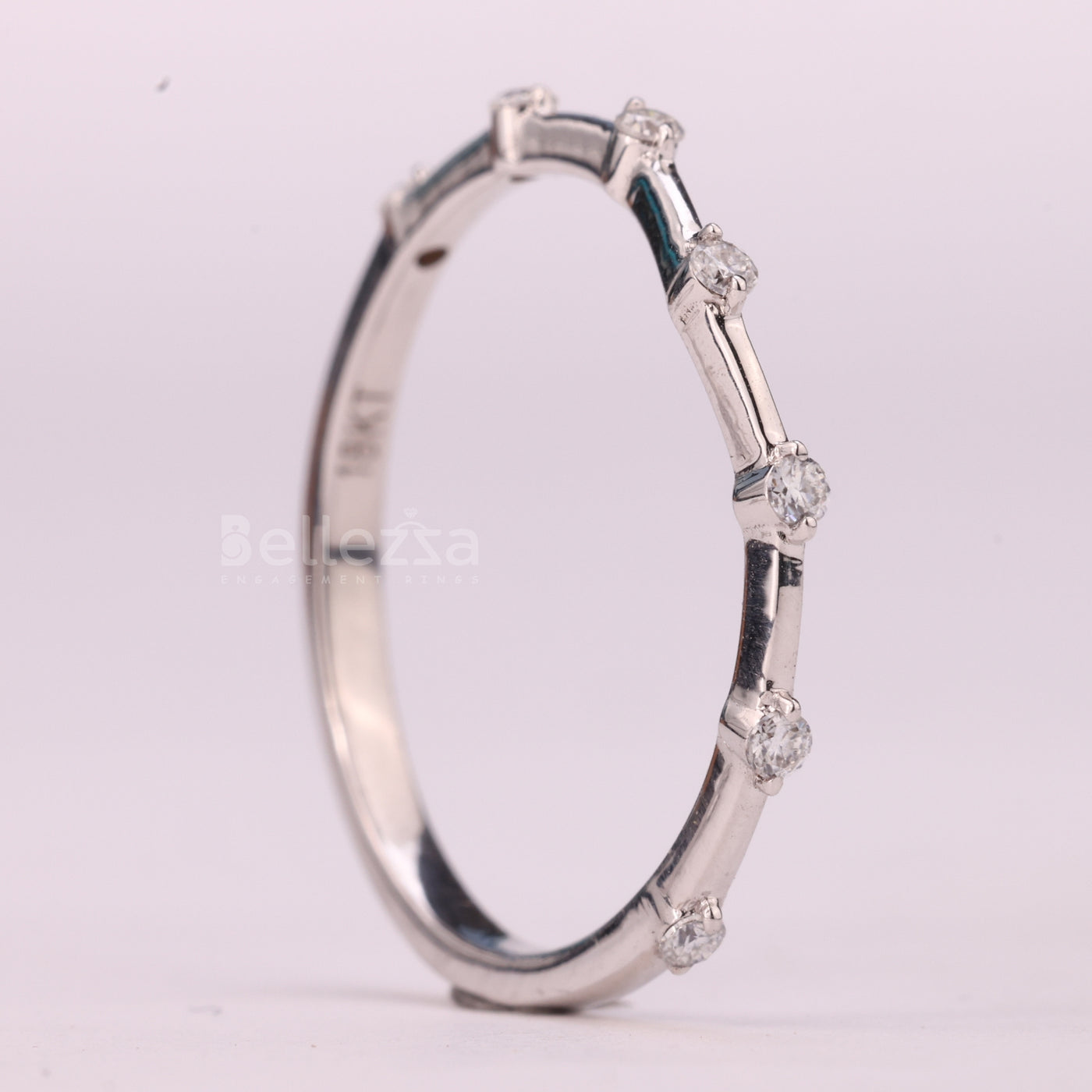 Round Cut Petite Pave Setting Moissanite Wedding Band