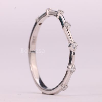 Round Cut Petite Pave Setting Moissanite Wedding Band