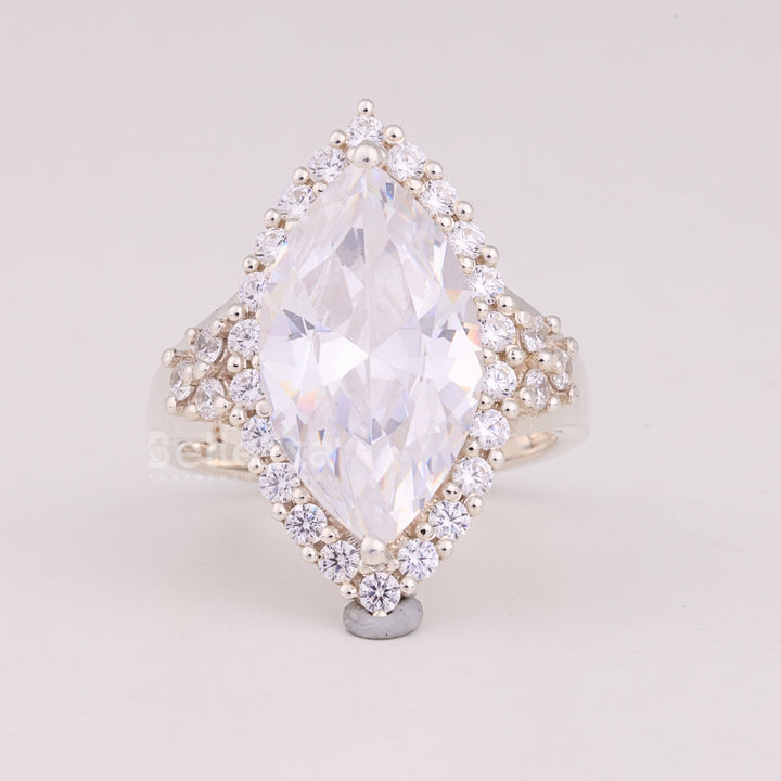 6.0CT Marquise Cut Halo Cluster Diamond Engagement Ring