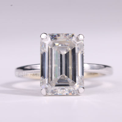 1.50CT Emerald Cut Hidden Halo Moissanite Engagement Ring