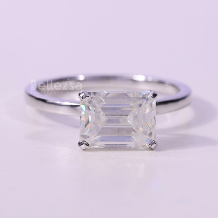 1.50CT East-West Emerald Cut Diamond Solitaire Engagement Ring
