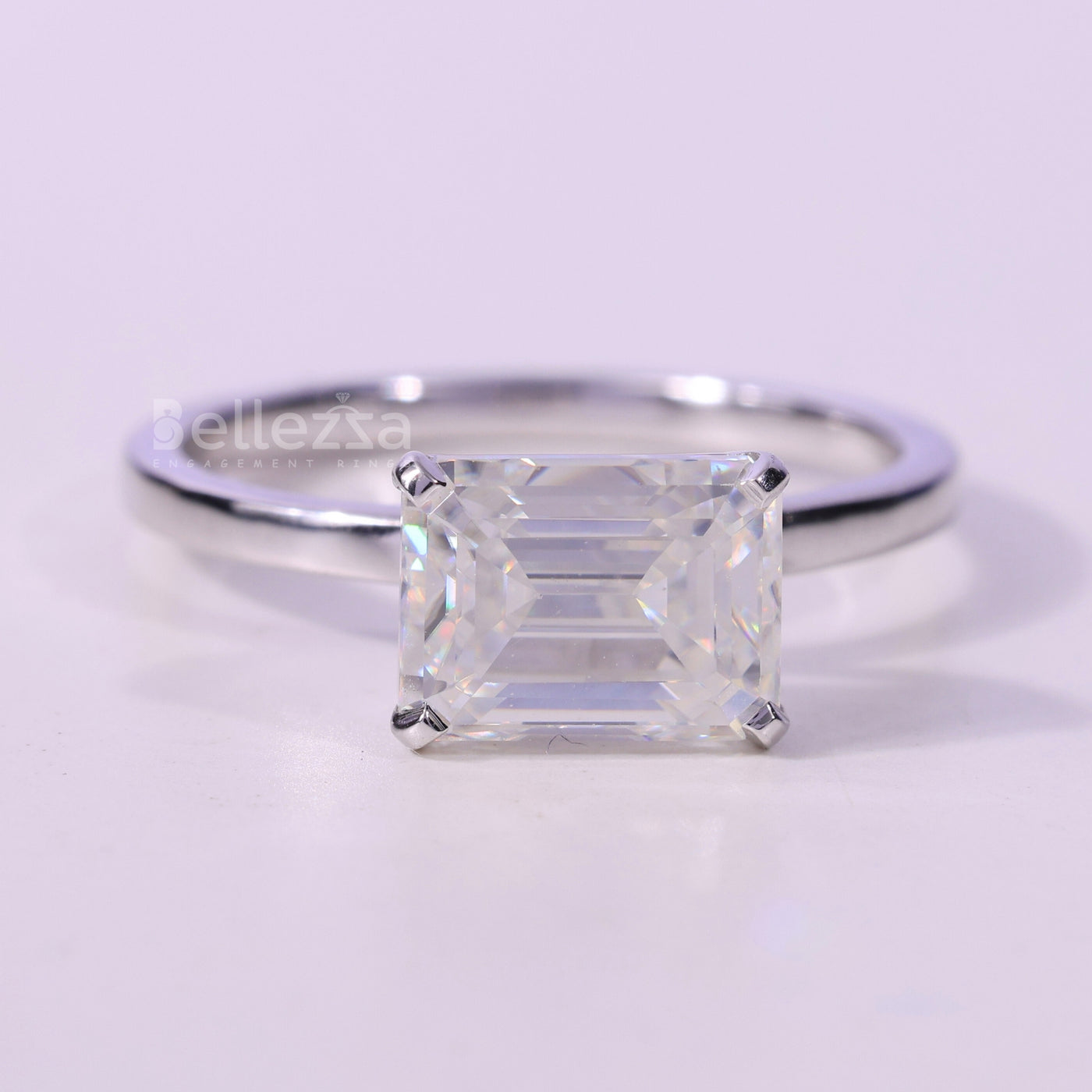 1.50CT East-West Emerald Cut Diamond Solitaire Engagement Ring