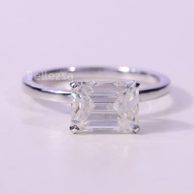 1.50CT East-West Emerald Cut Diamond Solitaire Engagement Ring