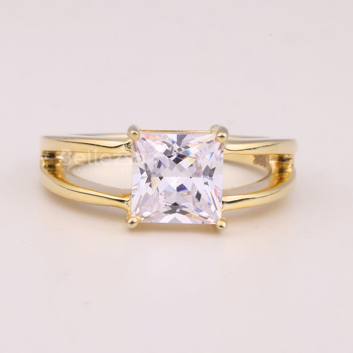 1.0CT Princess Cut Unique Split Shank Solitaire Engagement Ring