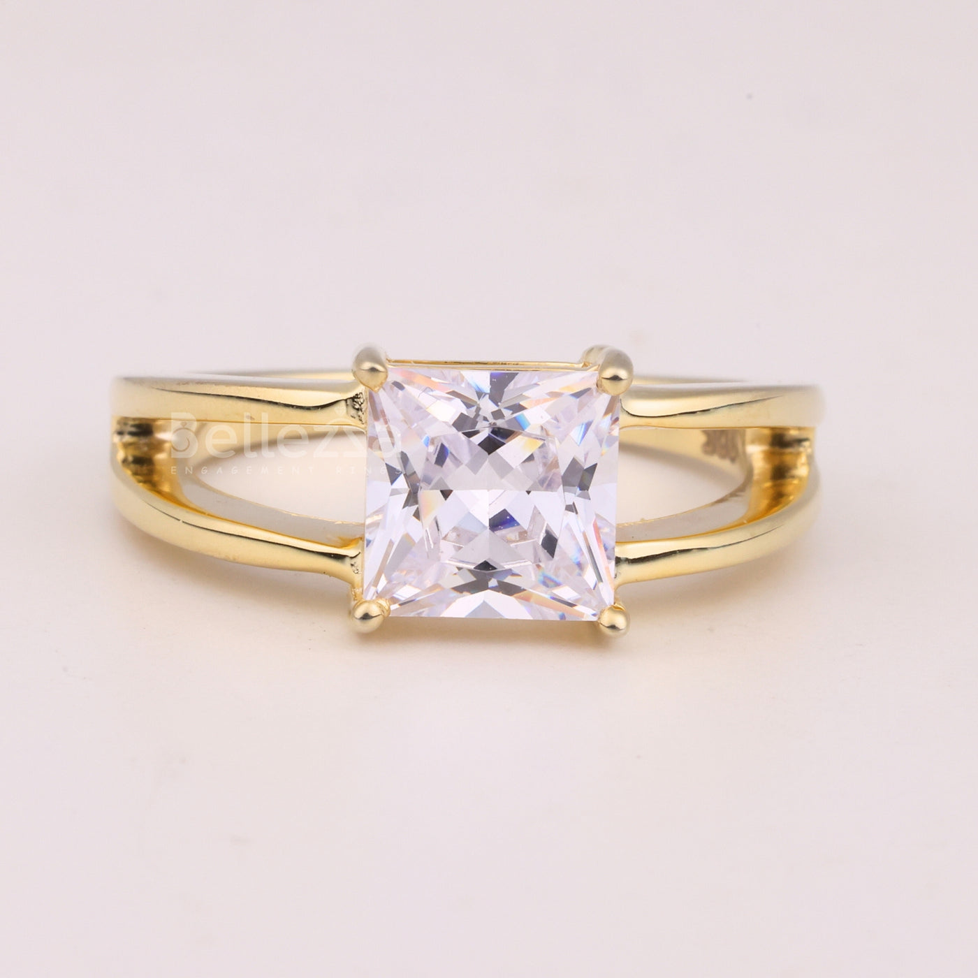 1.0CT Princess Cut Unique Split Shank Solitaire Engagement Ring