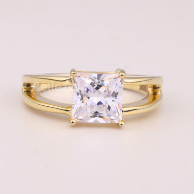 1.0CT Princess Cut Unique Split Shank Solitaire Engagement Ring