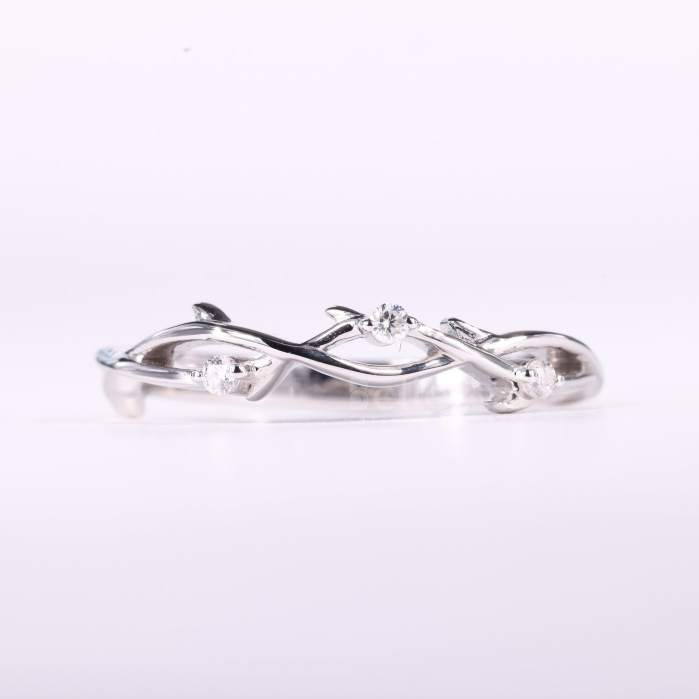 Round Cut Nature Inspired Moissanite Wedding Band