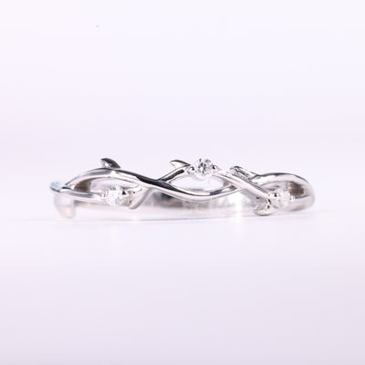 Round Cut Nature Inspired Moissanite Wedding Band