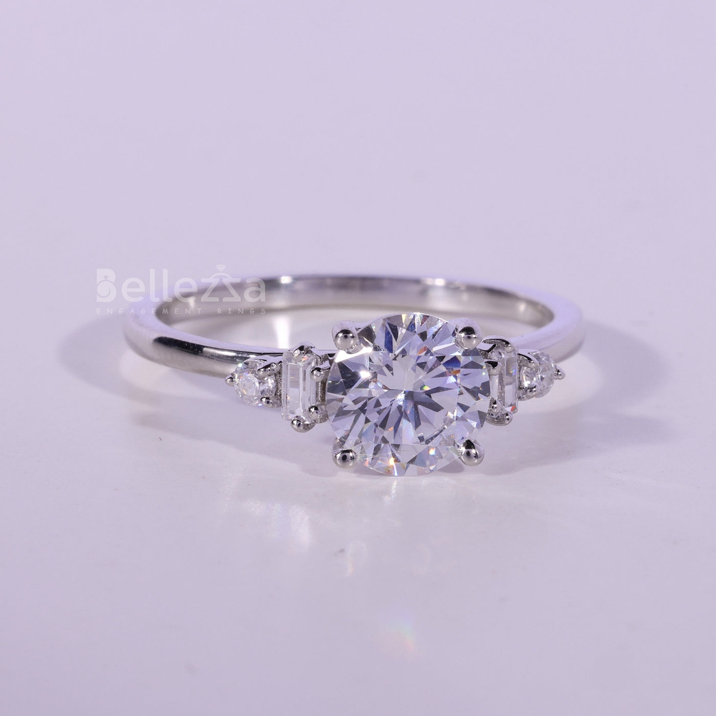 1.0CT Round Cut Cluster Diamond Moissanite Engagement Ring