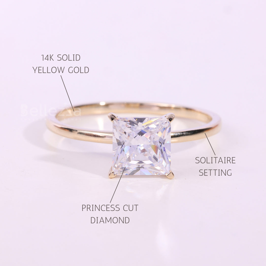 1.0CT Princess Cut Diamond Solitaire Engagement Ring
