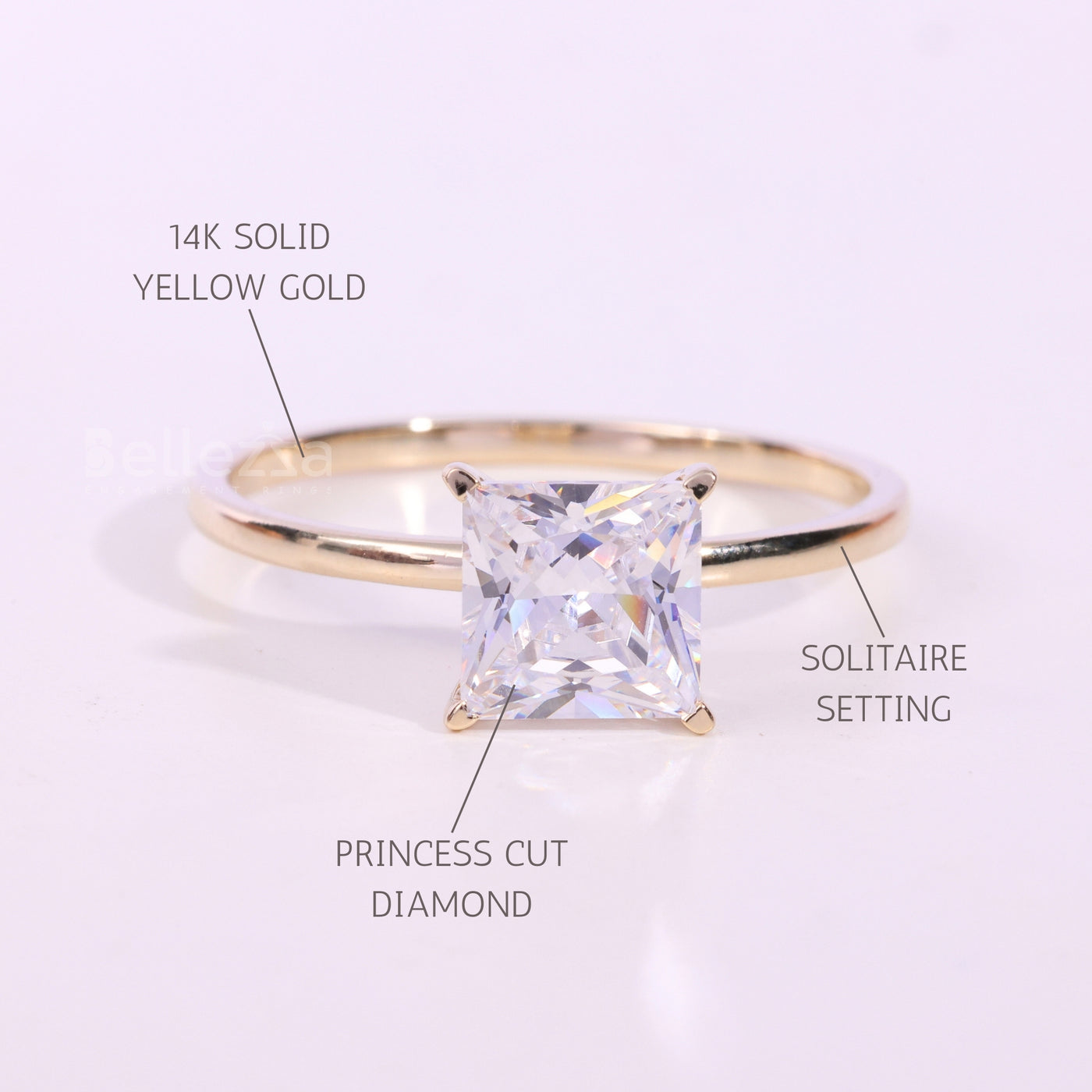 1.0CT Princess Cut Diamond Solitaire Engagement Ring