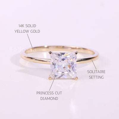1.0CT Princess Cut Diamond Solitaire Engagement Ring