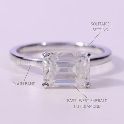 1.50CT East-West Emerald Cut Diamond Solitaire Engagement Ring