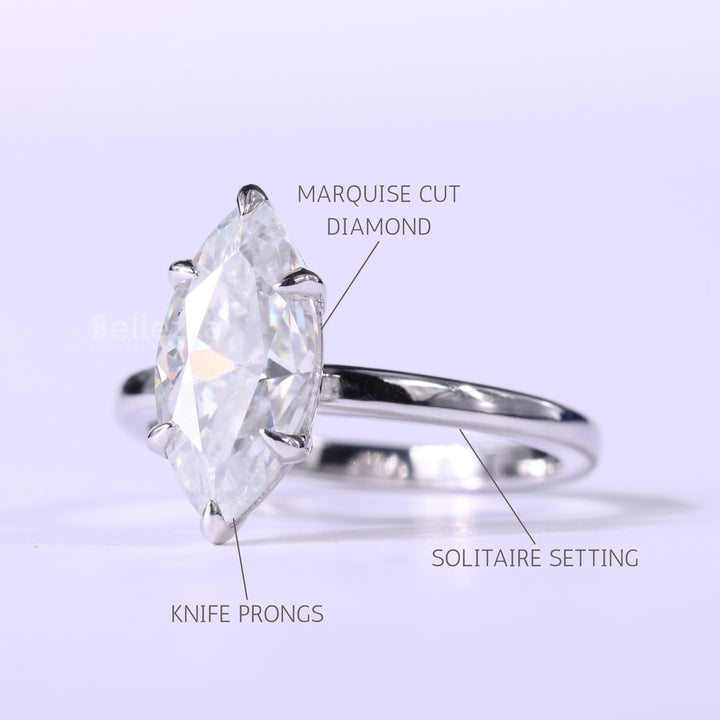 1.50CT Marquise Cut Solitaire Moissanite Engagement Ring