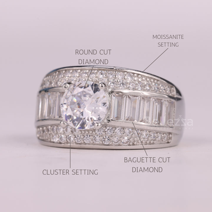 1.0CT Round Cut Cluster Diamond Moissanite Engagement Ring