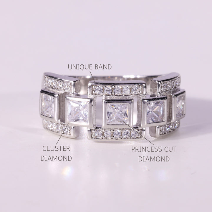 Princess Cut Diamond Unique Wedding Ring For Her