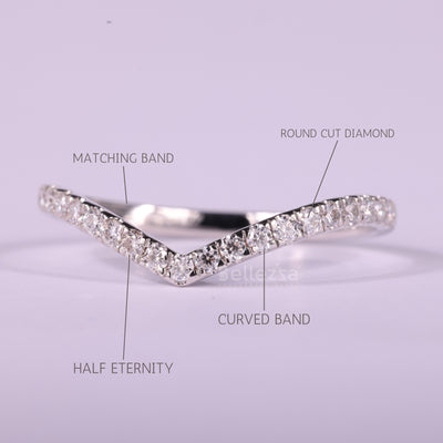 Round Cut Diamond Curved Moissanite Wedding Band