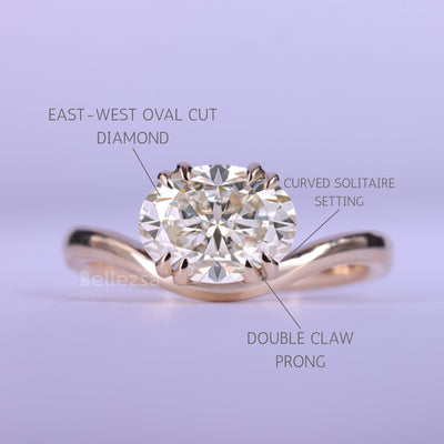 1.50CT East-West Oval Cut Curved Moissanite Engagement Ring