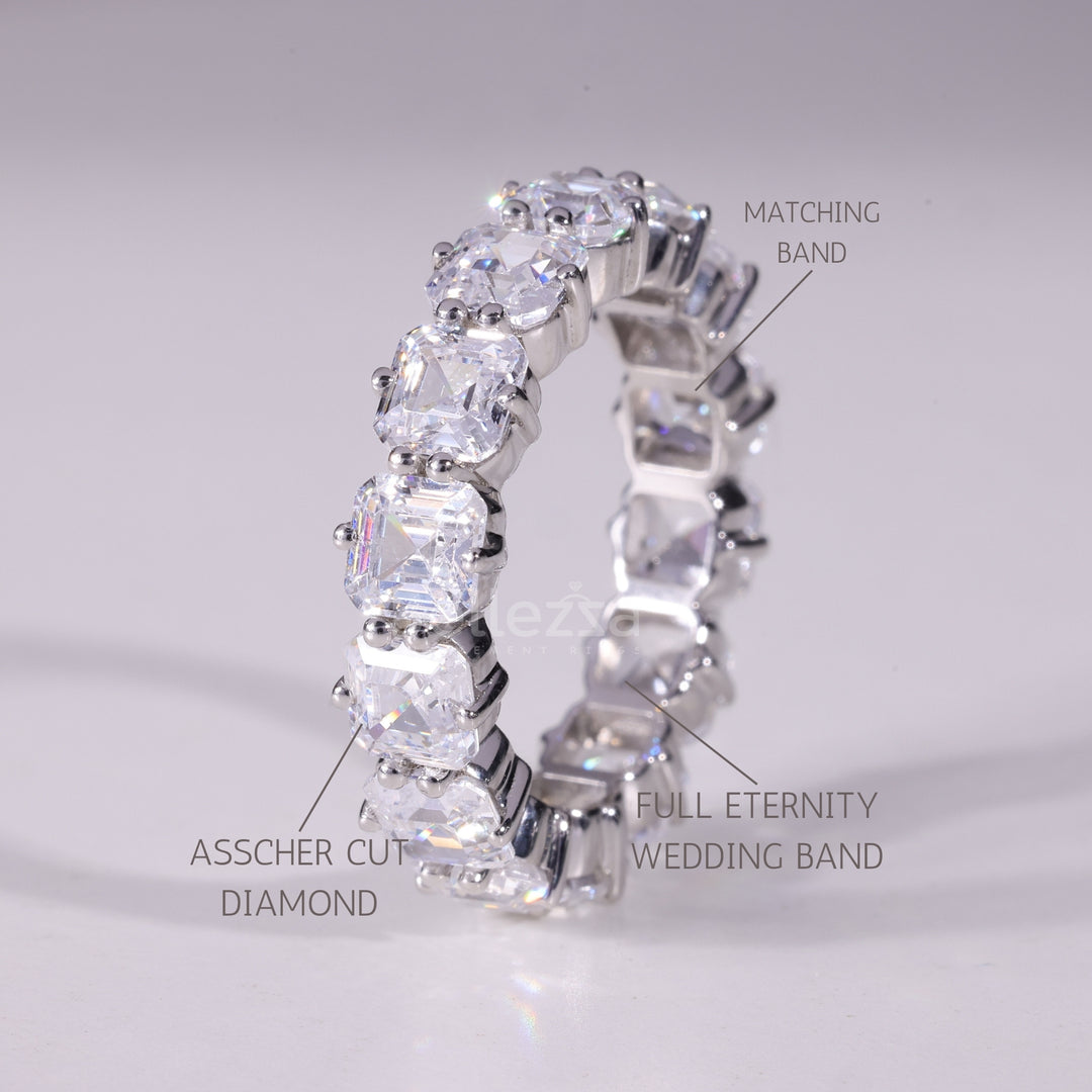 Asscher Cut Full Eternity Moissanite Wedding Band
