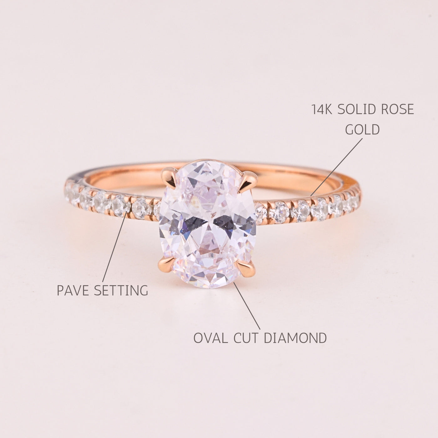 1.0CT Oval Cut Pave Setting Moissanite Engagement Ring