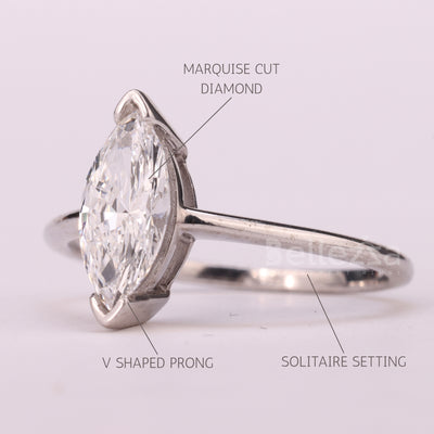 1.0CT Marquise Cut Solitaire Moissanite Engagement Ring