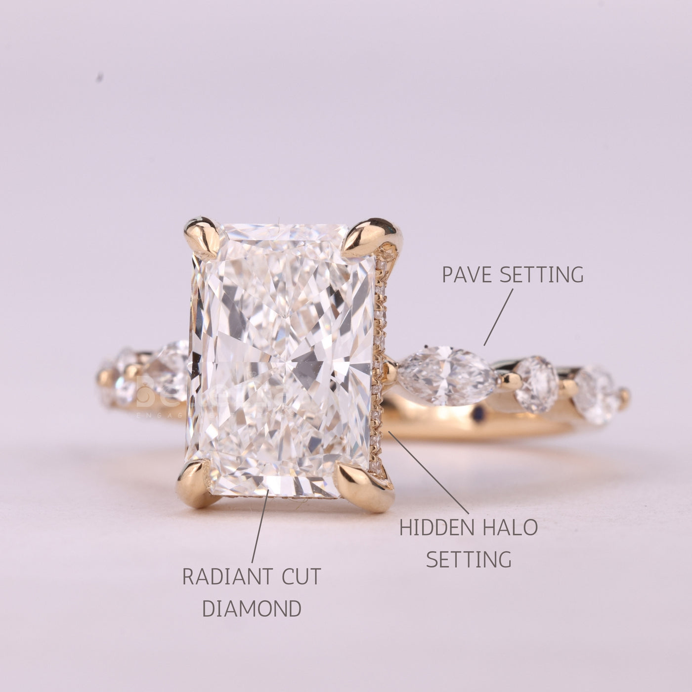 1.50CT Radiant Cut Pave Setting Moissanite Engagement Ring