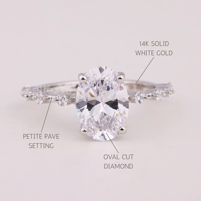 1.50CT Oval Cut Petite Pave Setting Moissanite Engagement Ring