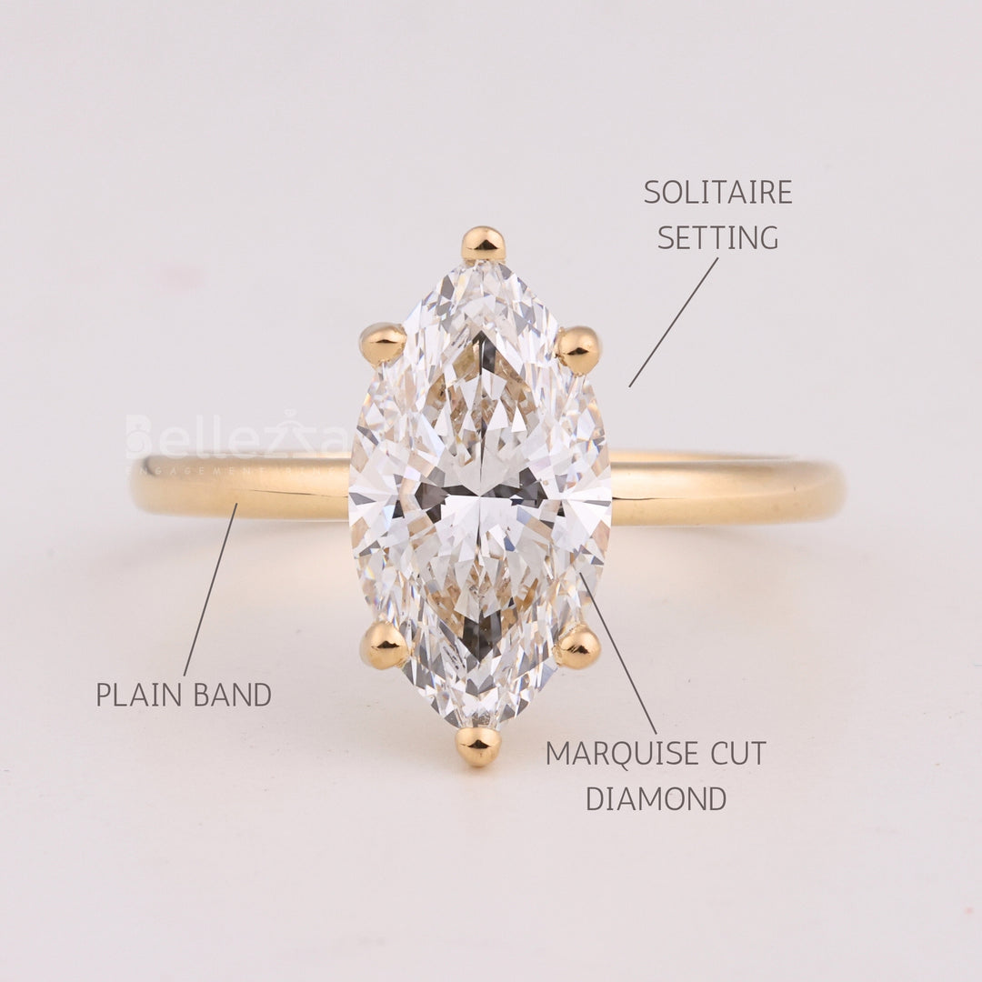 2.0CT Marquise Cut Solitaire Diamond Moissanite Engagement Ring