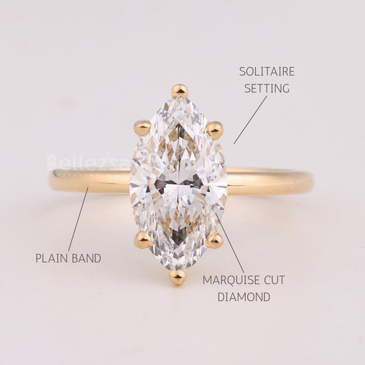 2.0CT Marquise Cut Solitaire Diamond Moissanite Engagement Ring