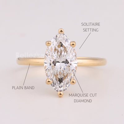 2.0CT Marquise Cut Solitaire Diamond Moissanite Engagement Ring