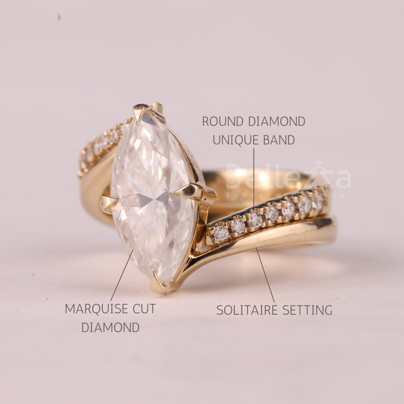 2.0CT Marquise Cut Unique Cluster Diamond Bridal Ring Set