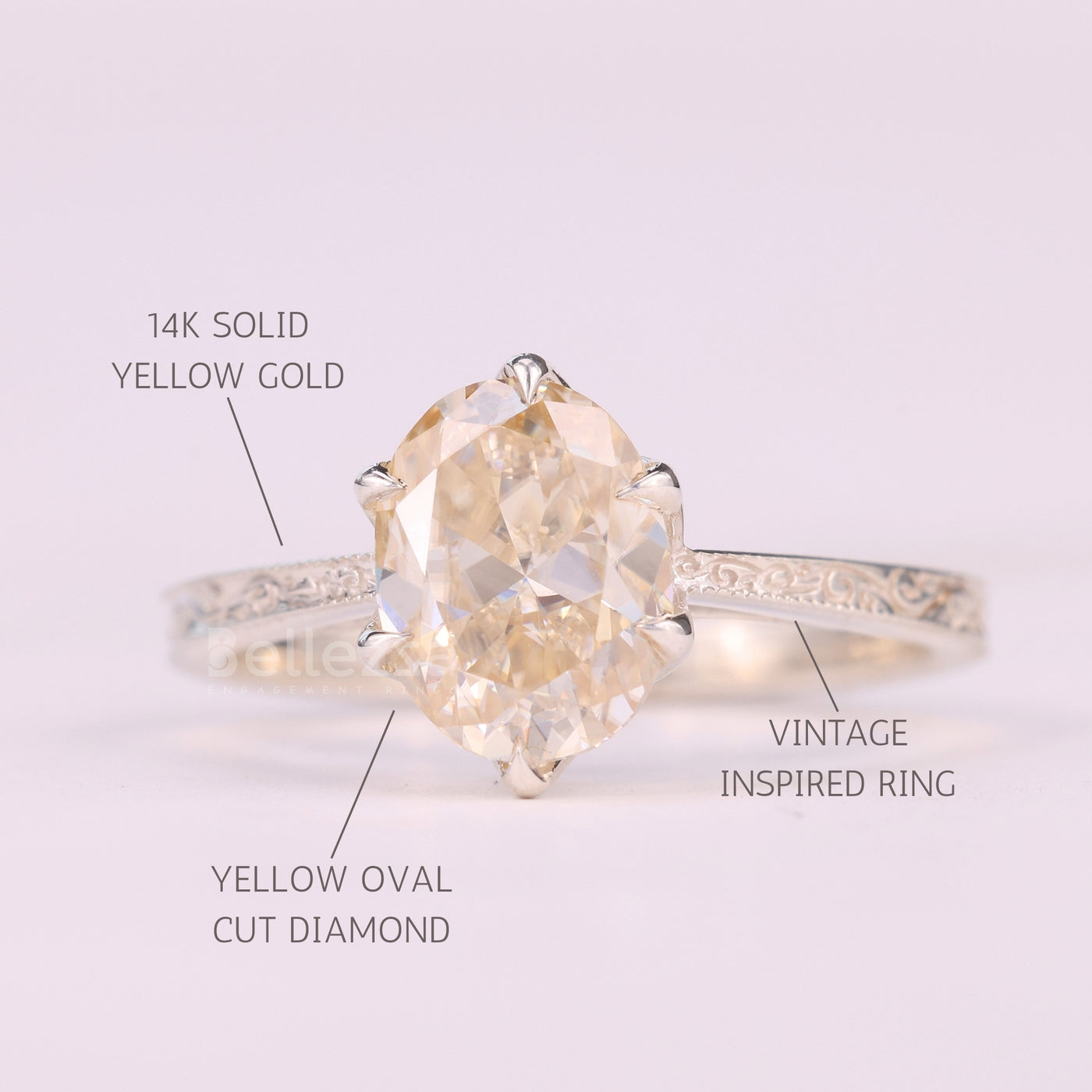 1.0CT Oval Cut Unique Solitaire Vintage Inspired Engagement Ring