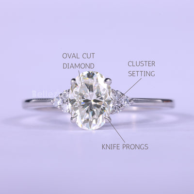 1.50CT Oval Cut Cluster Diamond Moissanite Engagement Ring