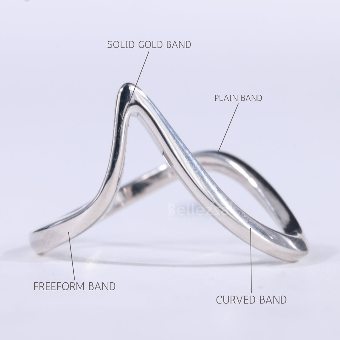14K Solid Gold Unique Curved Plain Wedding Band