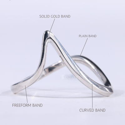 14K Solid Gold Unique Curved Plain Wedding Band