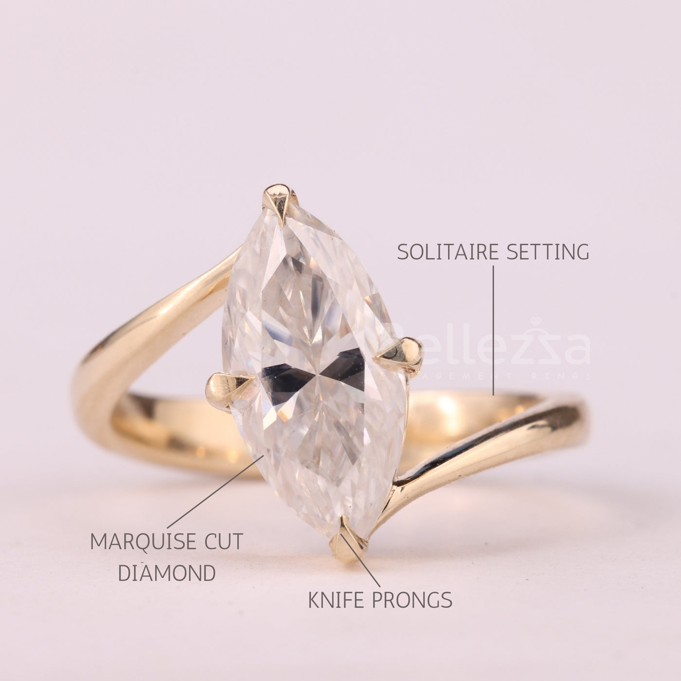 2.0CT Marquise Cut Unique Solitaire Moissanite Engagement Ring