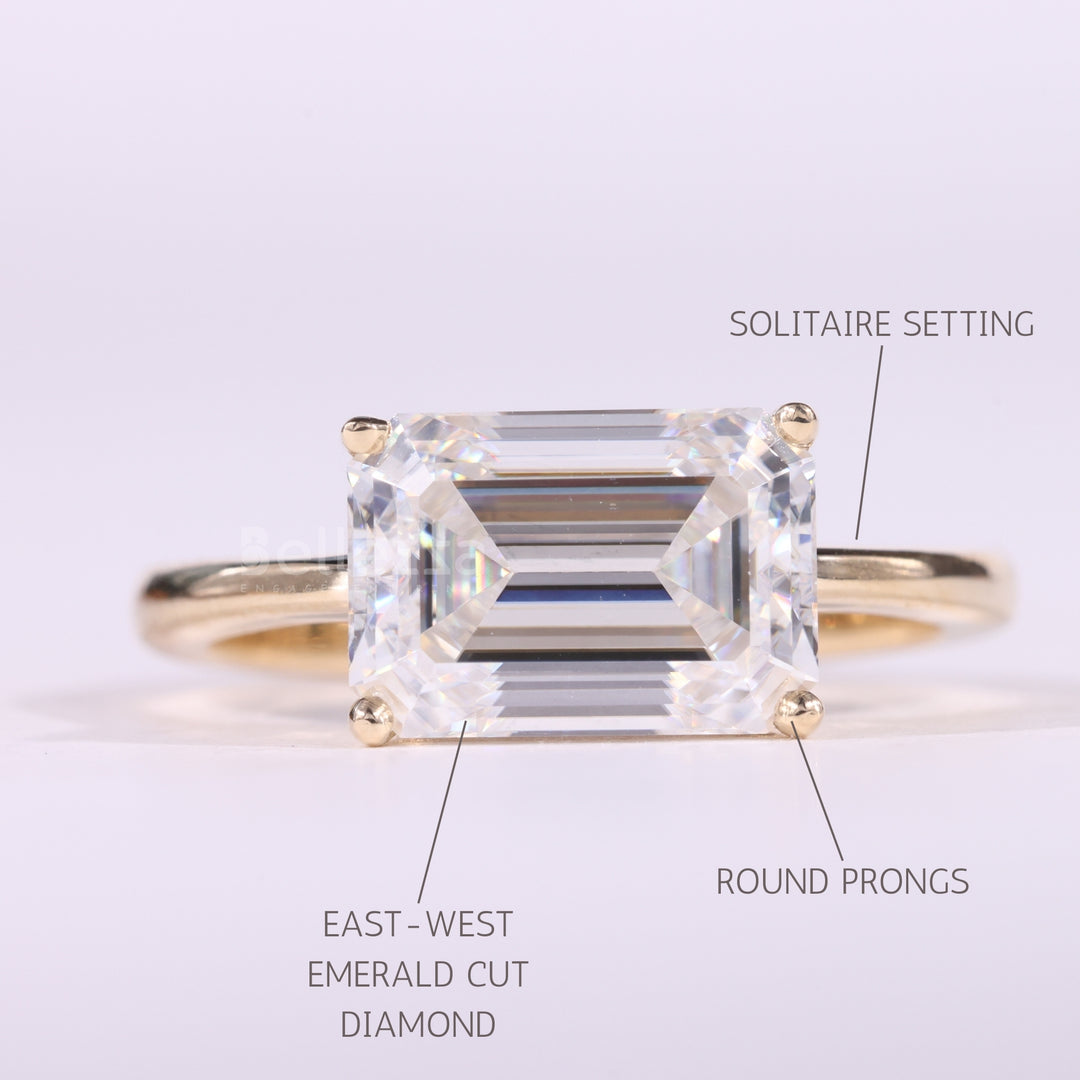 2.50CT East-West Emerald Cut Diamond Solitaire Engagement Ring