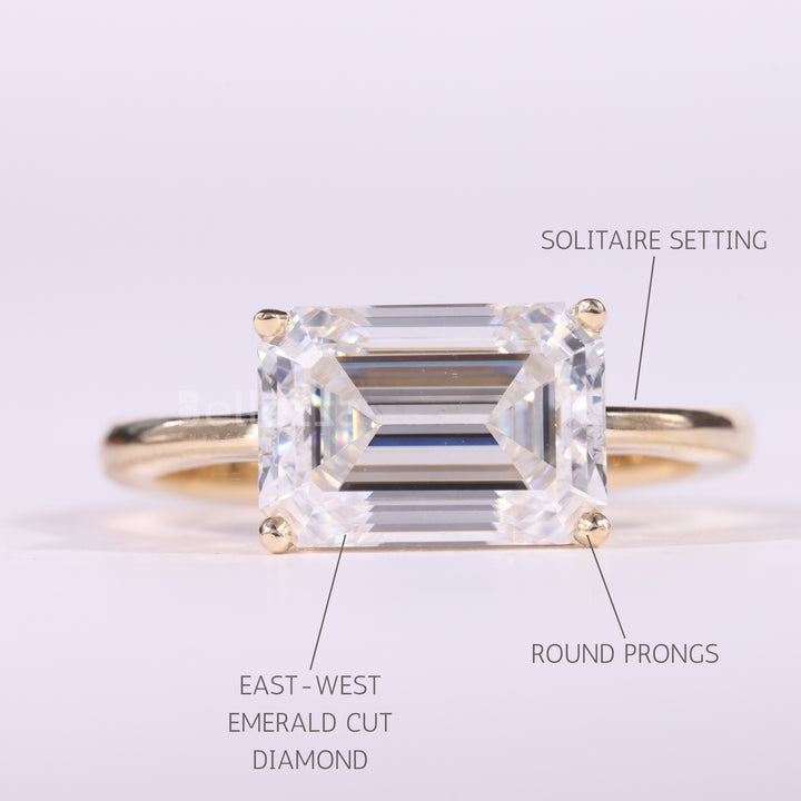 2.50CT East-West Emerald Cut Diamond Solitaire Engagement Ring