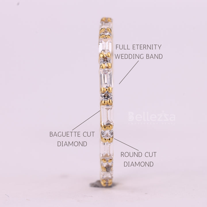 Baguette & Round Cut Full Eternity Moissanite Wedding Band