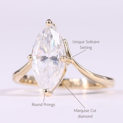 2.0CT Marquise Cut Unique Solitaire Engagement Ring For Her